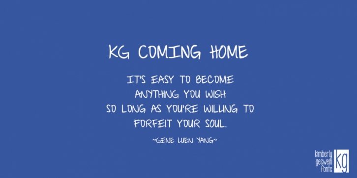 KG Coming Home font preview