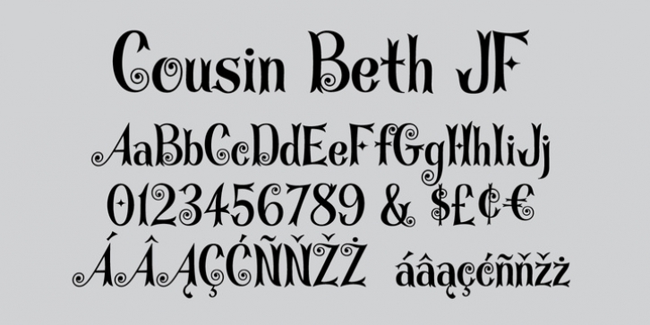 Cousin Beth JF font preview