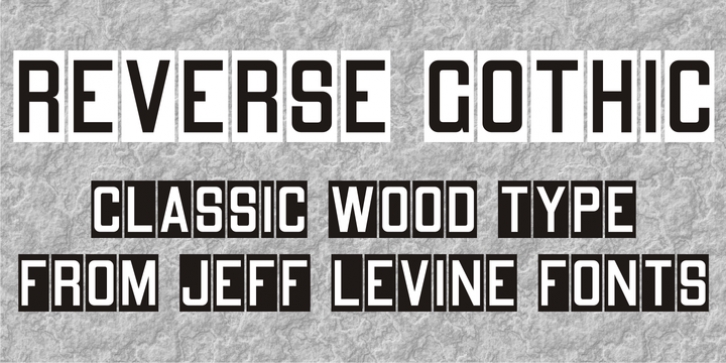 Reverse Gothic JNL font preview