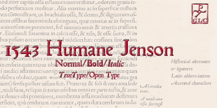 1543 Humane Jenson font preview