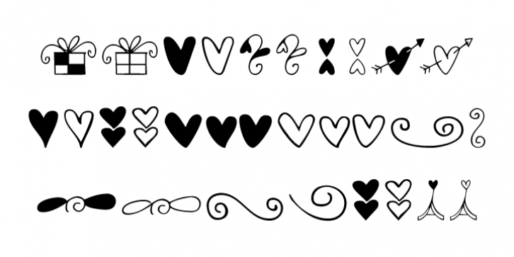 Hearts And Swirls font preview