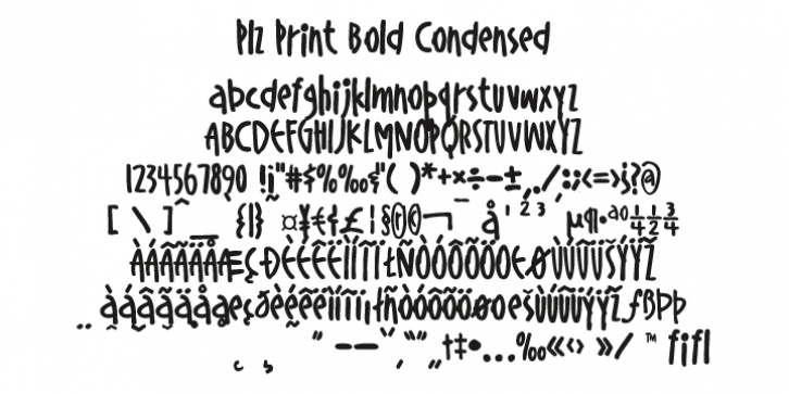 Plz Print Bold Cond font preview