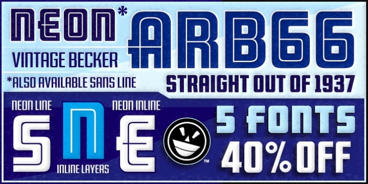 ARB 66 Neon font preview