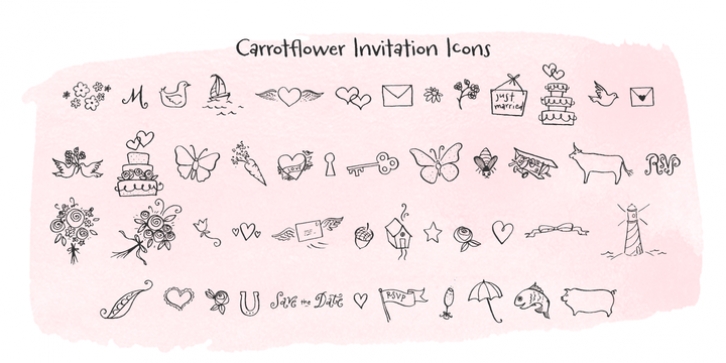 Carrotflower Invitation Icons font preview