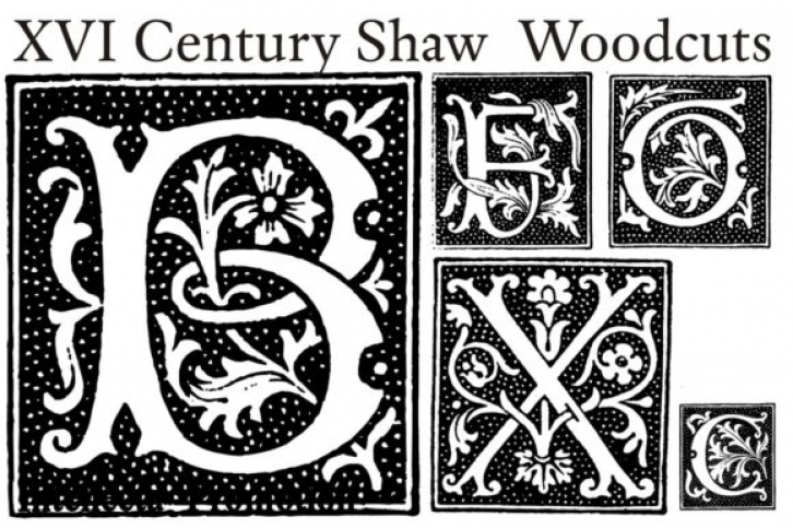 XVI Century Shaw Woodcuts font preview