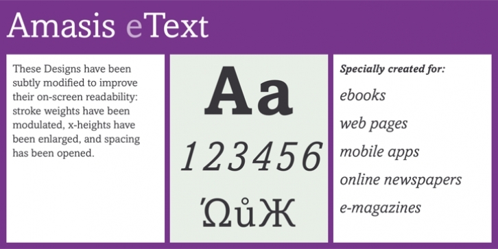 Amasis eText font preview