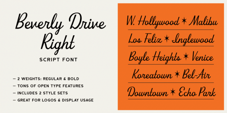 Beverly Drive Right font preview