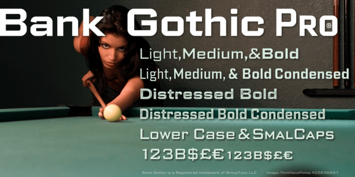 Bank Gothic GT font preview