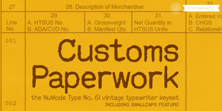 Customs Paperwork Pro AOE font preview