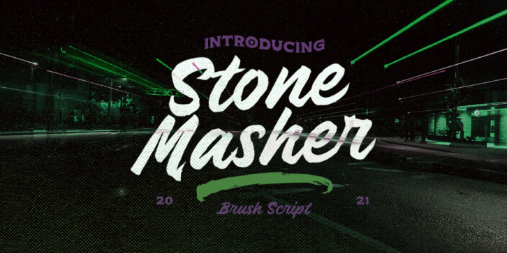 Stone Masher - Brush Script font preview