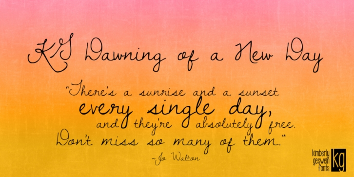 KG Dawning Of A New Day font preview