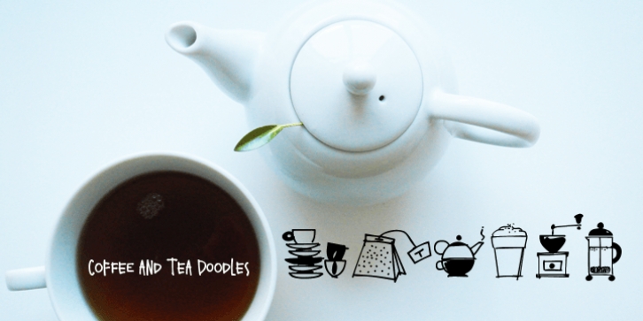 Coffee and Tea Doodles font preview