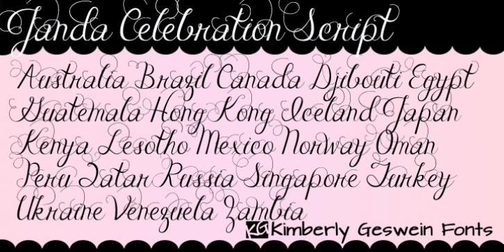 Janda Celebration Script font preview