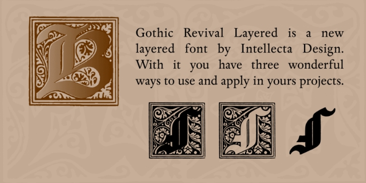 Gothic Revival Layered font preview