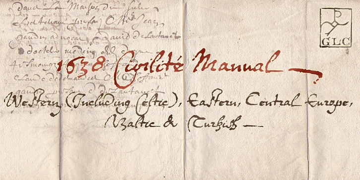 1638 Civilite Manual font preview