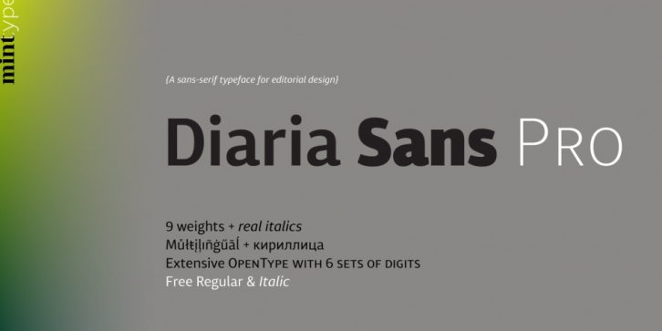 Diaria Sans Pro font preview
