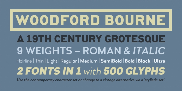 Woodford Bourne font preview