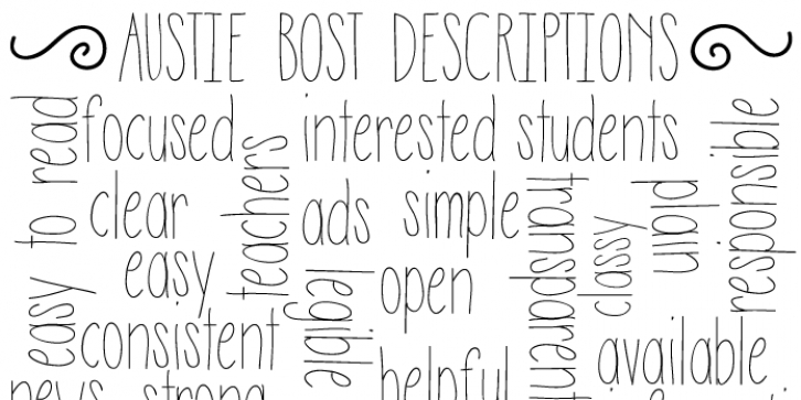Austie Bost Descriptions font preview