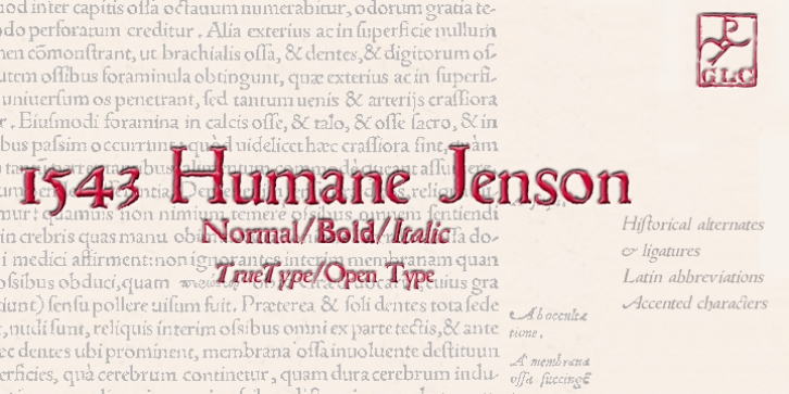 1543 Humane Jenson font preview